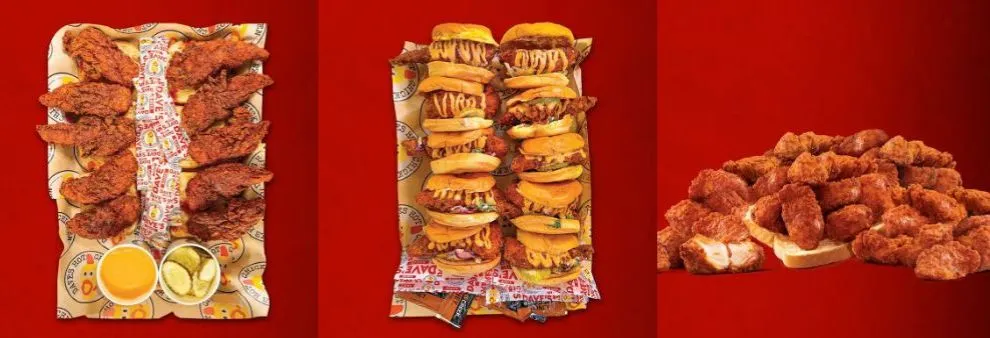 Dave's Hot Chicken Hot Box with tenders and sliders